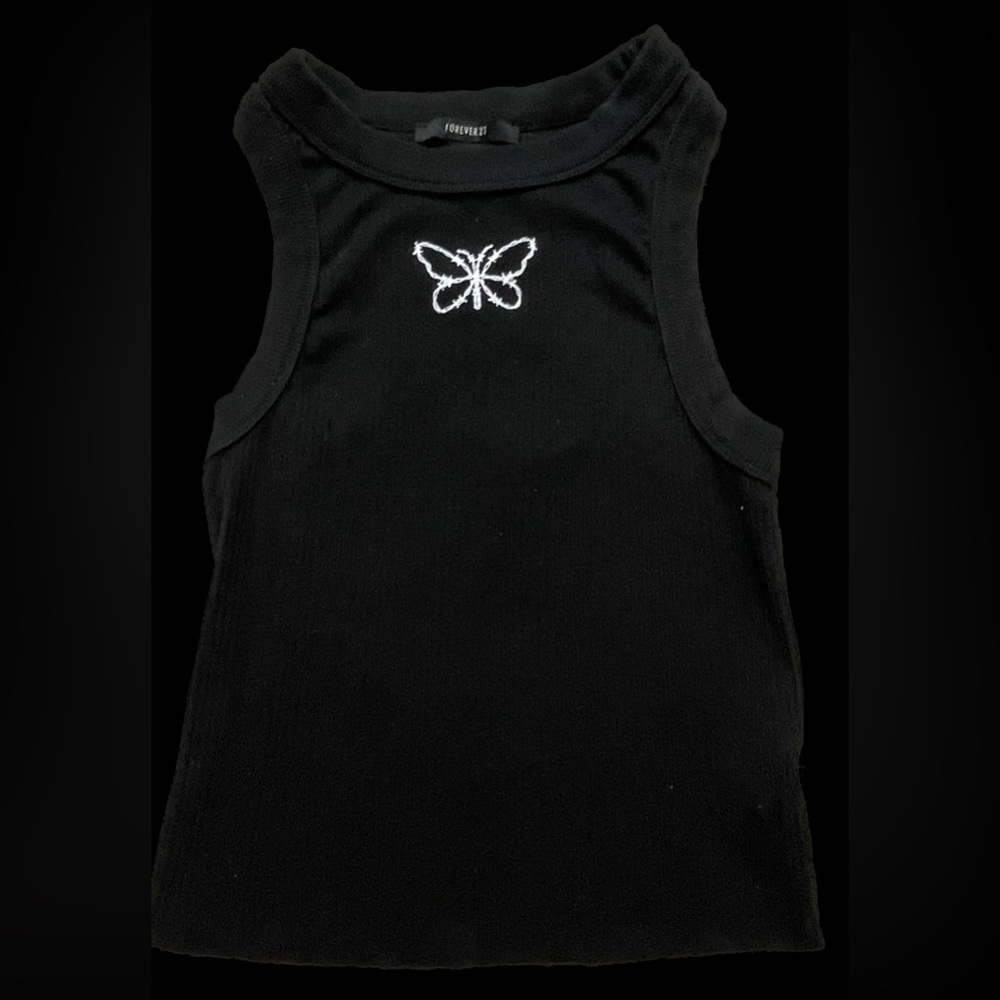 Fitted Butterfly T- shirt without shoulders sleeves (jeans sold separately)
